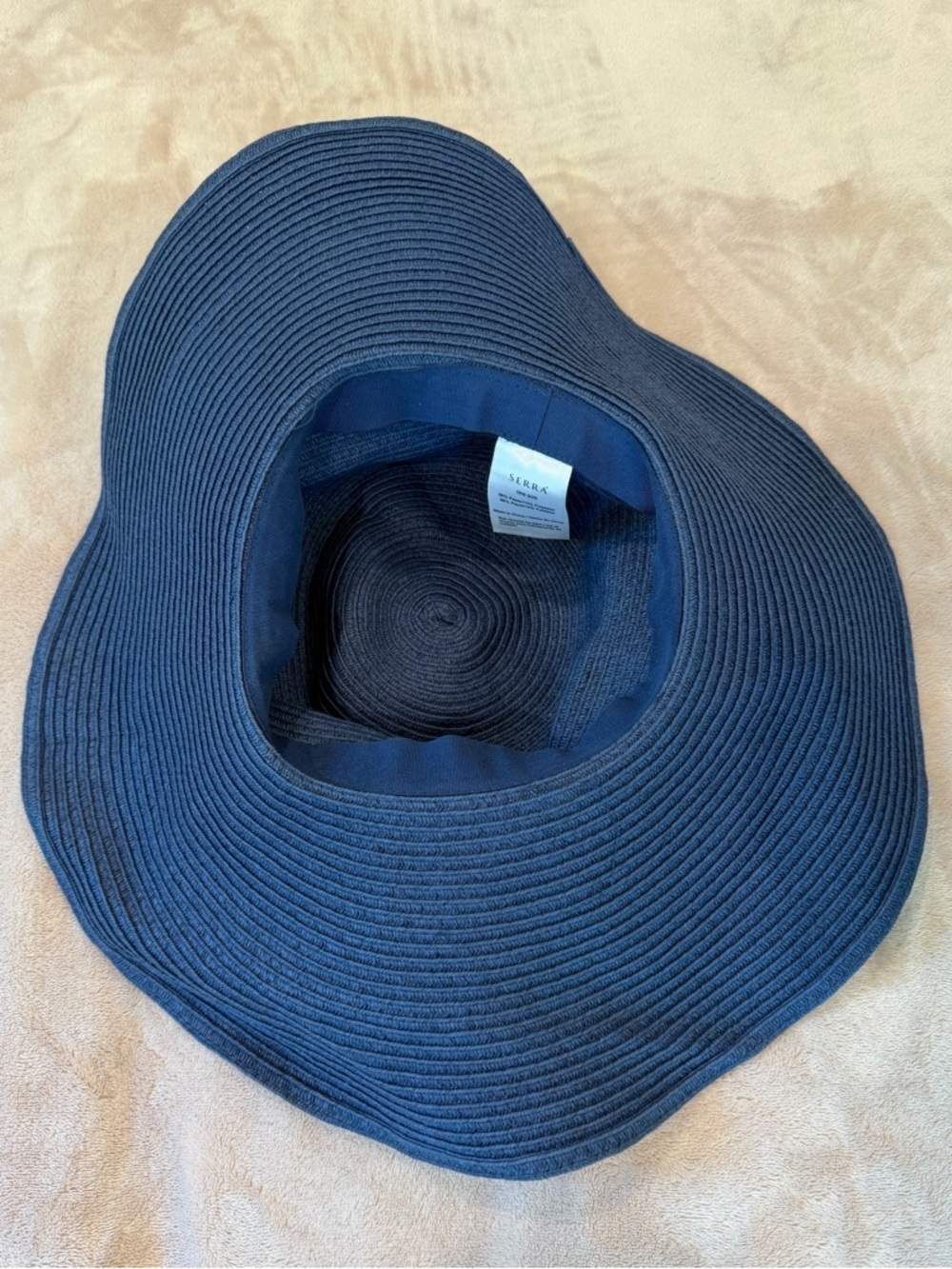 Serra Navy Wide-Brim Sun Hat with Black and White Band - Picture 3 of 4